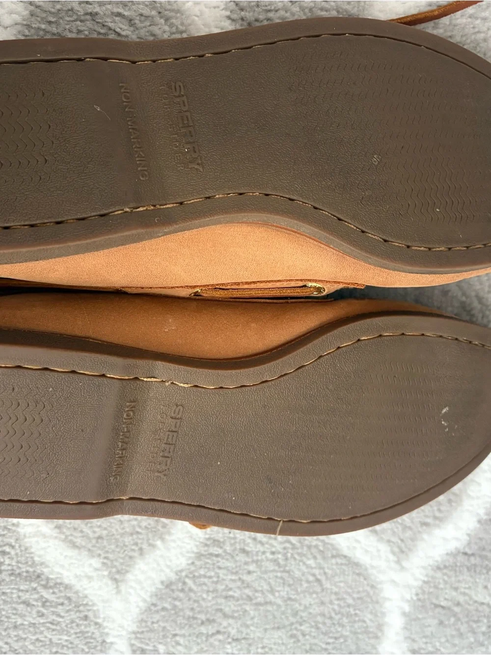 Sperry top slider authentic original STS10467 men’s 10.5W leather boat shoes tan